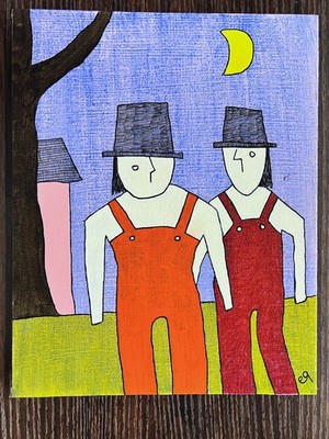 e9Art 8x10 'nothing here happens the same identical way twice' folk art brut