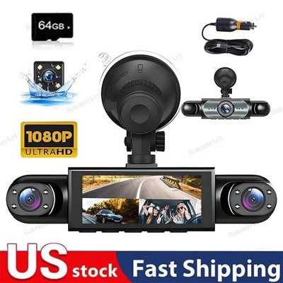360° 4 Channel 1080P HD Car Dash Cam Front and Rear Inside Left Right + Camera