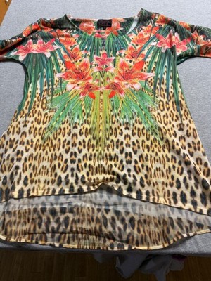 French Blue Tiger Lily Tunic Womens Size Large