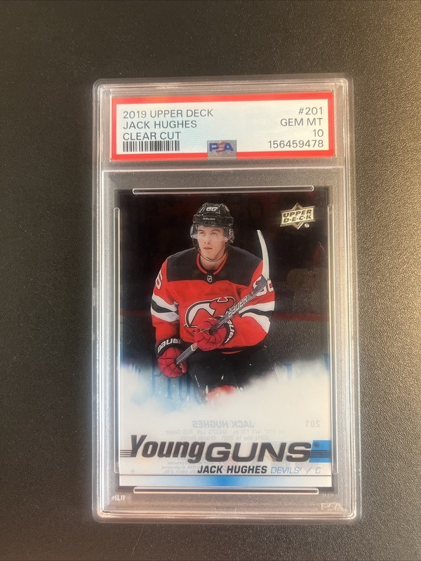 2019-20 Upper Deck Young Guns Clear Cut PSA 10 Jack Hughes Rookie RC Devils #201