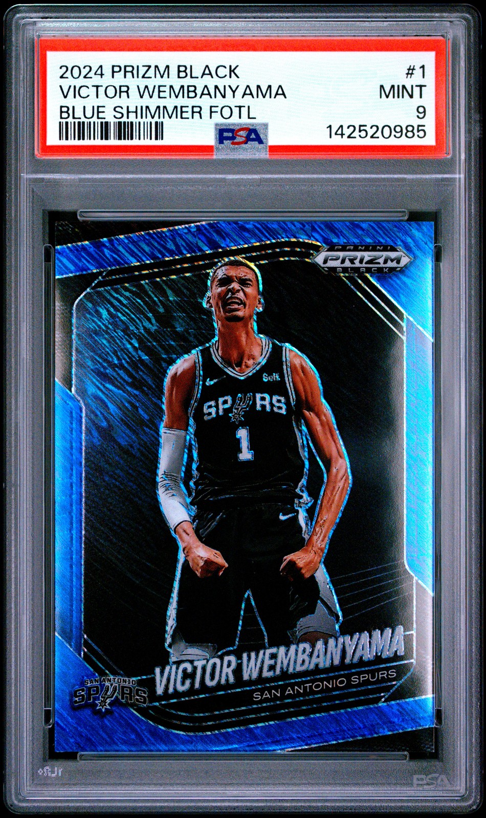 2024 PANINI PRIZM BLACK BLUE SHIMMER FOTL #1 VICTOR WEMBANYAMA 20/35 PSA 9