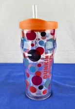 2016 Dunkin Donuts 20 Ounce Plastic Travel Tumbler With Straw EUC