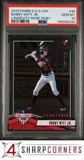 2019 STARS & STRIPES USA LONGEVITY BASE RUBY BOBBY WITT JR. RC /249 POP 2 PSA 10