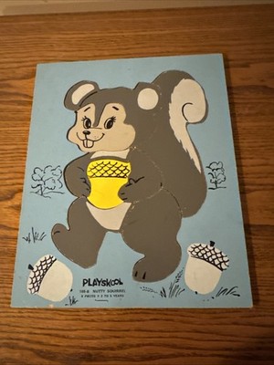Vintage 1950s Playskool Nutty Squirrel Wooden Puzzle 165-B Collectible Toy