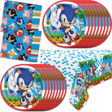 Sonic the Hedgehog Birthday Party Supplies Plates, Napkins, and Table Cover fo