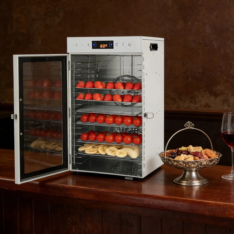 Stainless Steel Fruit Dryer, Food Dehydrator, Fruit Dryer Machine 30-90°C 800W