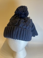 Toby Me Kids Winter Hat Gloves Set Pom Beanie Blue Size 4-7 Eco Friendly