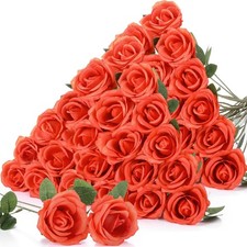 60 PCS Artificial Roses Bulk Silk Flowers with Long Stems, Realistic Faux Ros...