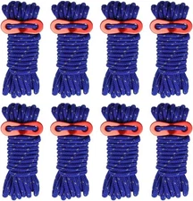 8 Pack 4mm Guy Lines Ultralight Tent Cords with Aluminum Adjuster Multicolor 