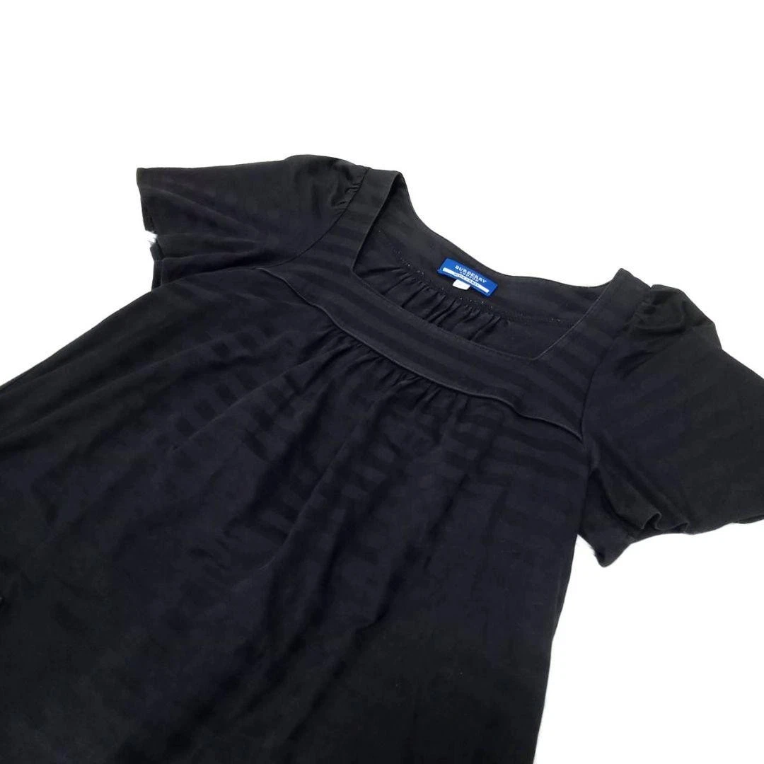 Abito Burberry blu etichetta cotone bordo ombra nero taglia 38