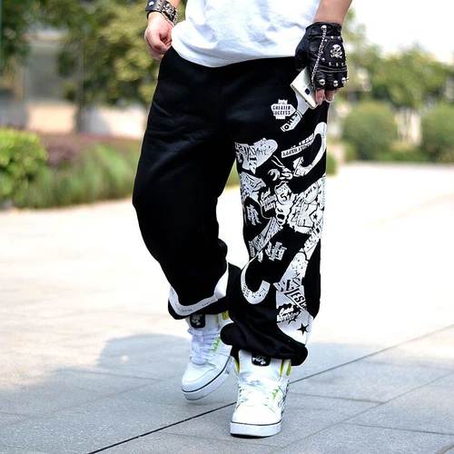 Herren Trendy Baggy SPORTS Hose Hip Hop Freizeit Lockere Straßen Jogginghose -- - Bild 12 von 14