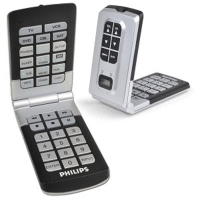 Philips SRU4050/17 Universal Compact Flip Remote Control TV Open Black/Silver