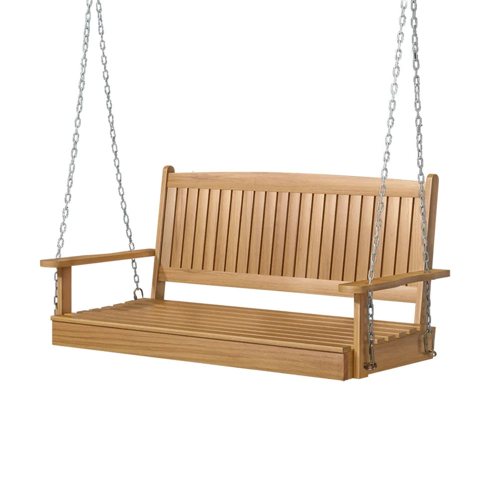 Porch Swing Chair With Chain Outdoor Furniture Wooden Bench 2 Seat