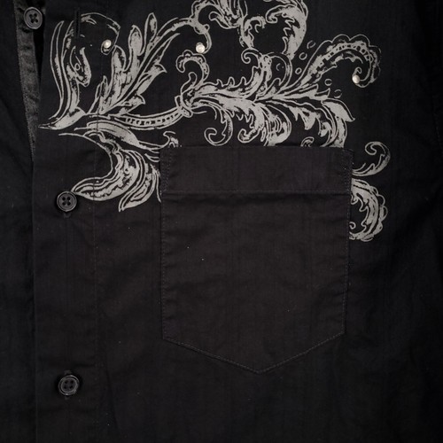 Guess Button Up Shirt L Large Black Long Sleeve Grunge 2000s Y2K - Picture 3 of 13