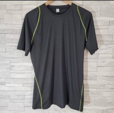 Mens SPORTS WEAR T Shirt Top Black 2XL Compression Stretch Gym Running XXL