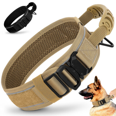 YOETEY Taktisches Hundehalsband Mit Griff – 3,8 Cm Breit, Nylon, Gepolstert, Verstellbar & Reflektierend