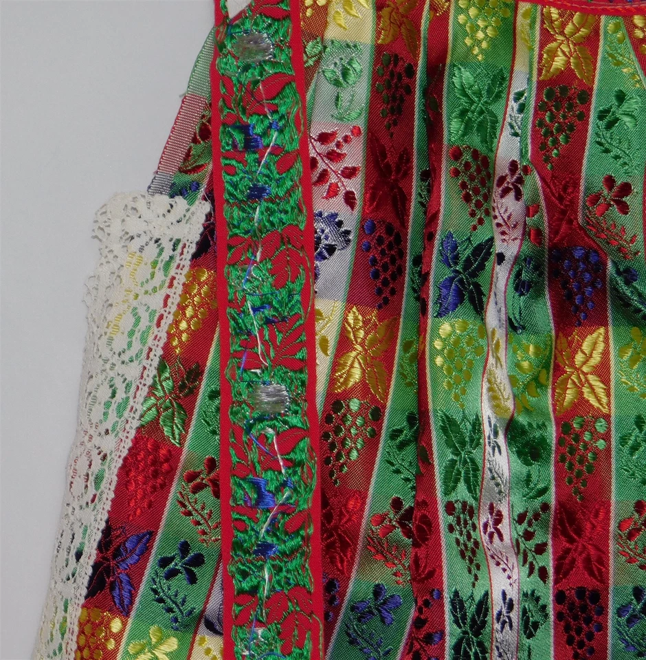 Vtg Kitchen Half Apron Floral Lace Plaid Red Green Blue Yellow Tie Back - Image 2 of 4