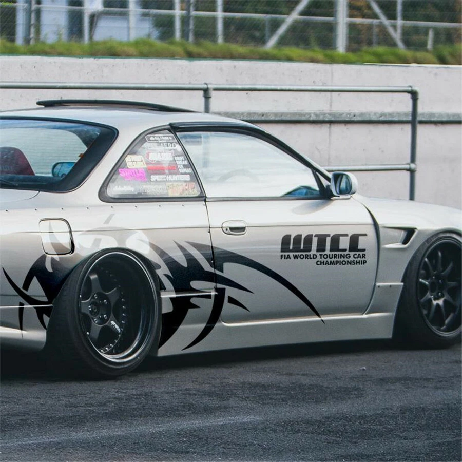 2 piezas calcomanía adhesiva de vinilo impermeable hágalo usted mismo llama de cejas de rueda de carrocería lateral de automóvil negra Foto 4 de 4