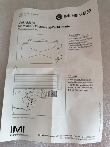 Heimeier Verkleidung Multilux Weiss Ventil Zweipunkt Anschluss Heizkörper - Picture 4 of 6