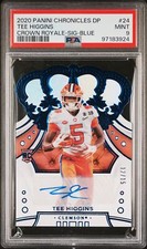 2020 Panini Chronicles DP #24 Tee Higgins Crown Royale Blue #/15 (PSA 9)