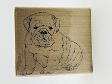Bulldog Pup Dog Wood Mounted Rubber Stamp Stamp Cabana