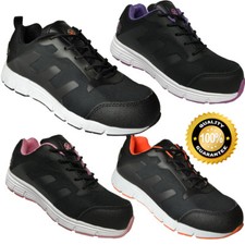 MENS WOMENS LEATHER SAFETY TRAINERS SHOES BOOTS WORK STEEL TOE CAP ANKLE MESH