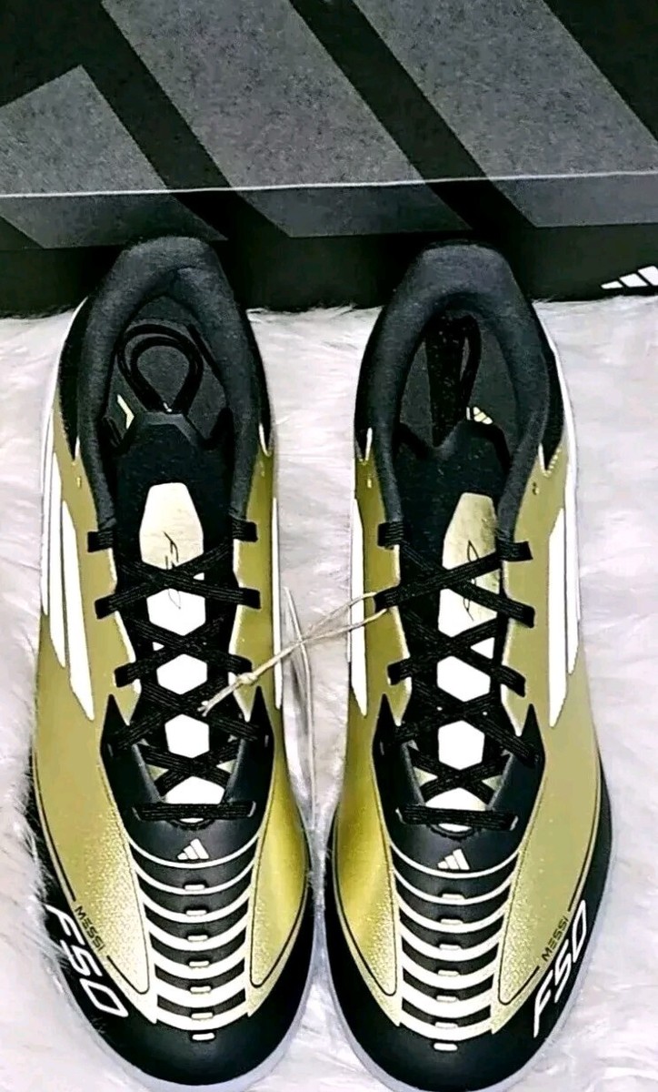 ADIDAS MEN'S MESSI F50 LEAGUE TURF SOCCER SHOES GOLD WHITE ADIDAS MEN'S MESSI F50 LEAGUE TURF SOCCER SHOES GOLD WHITE
