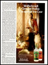 1981 Wolfschmidt Vodka Vintage Print Ad Russia Czar Puppies Military Wall Art