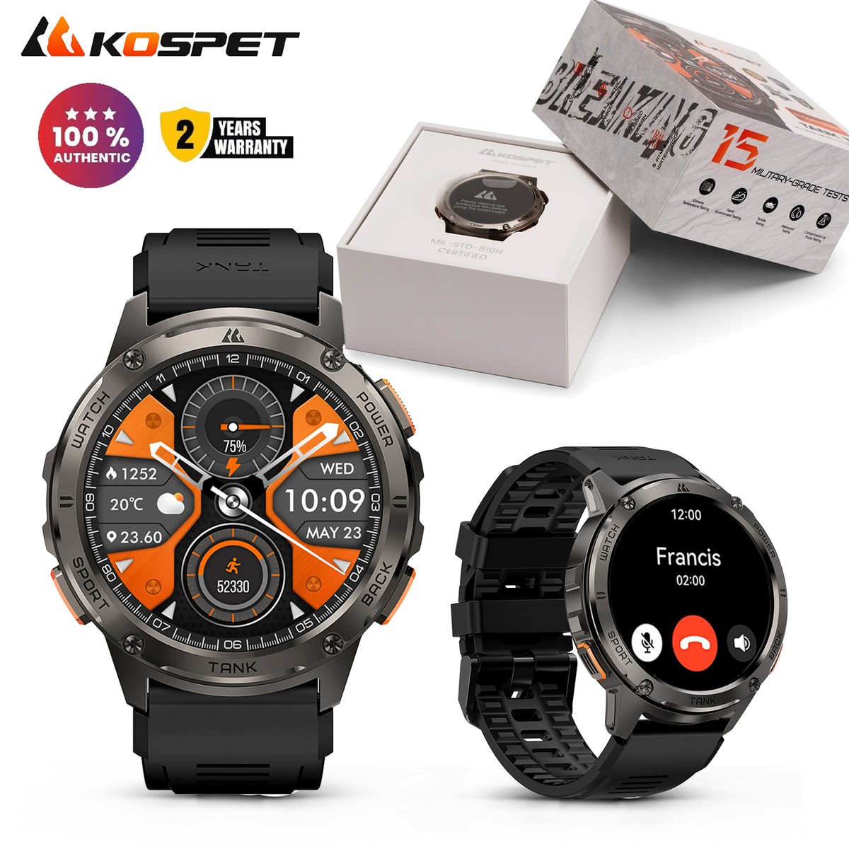 KOSPET TANK T3 Smart Watch for Men Smartwatch 50m Waterproof