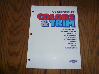 1977 Chevrolet Color & Trim Selections - Vintage