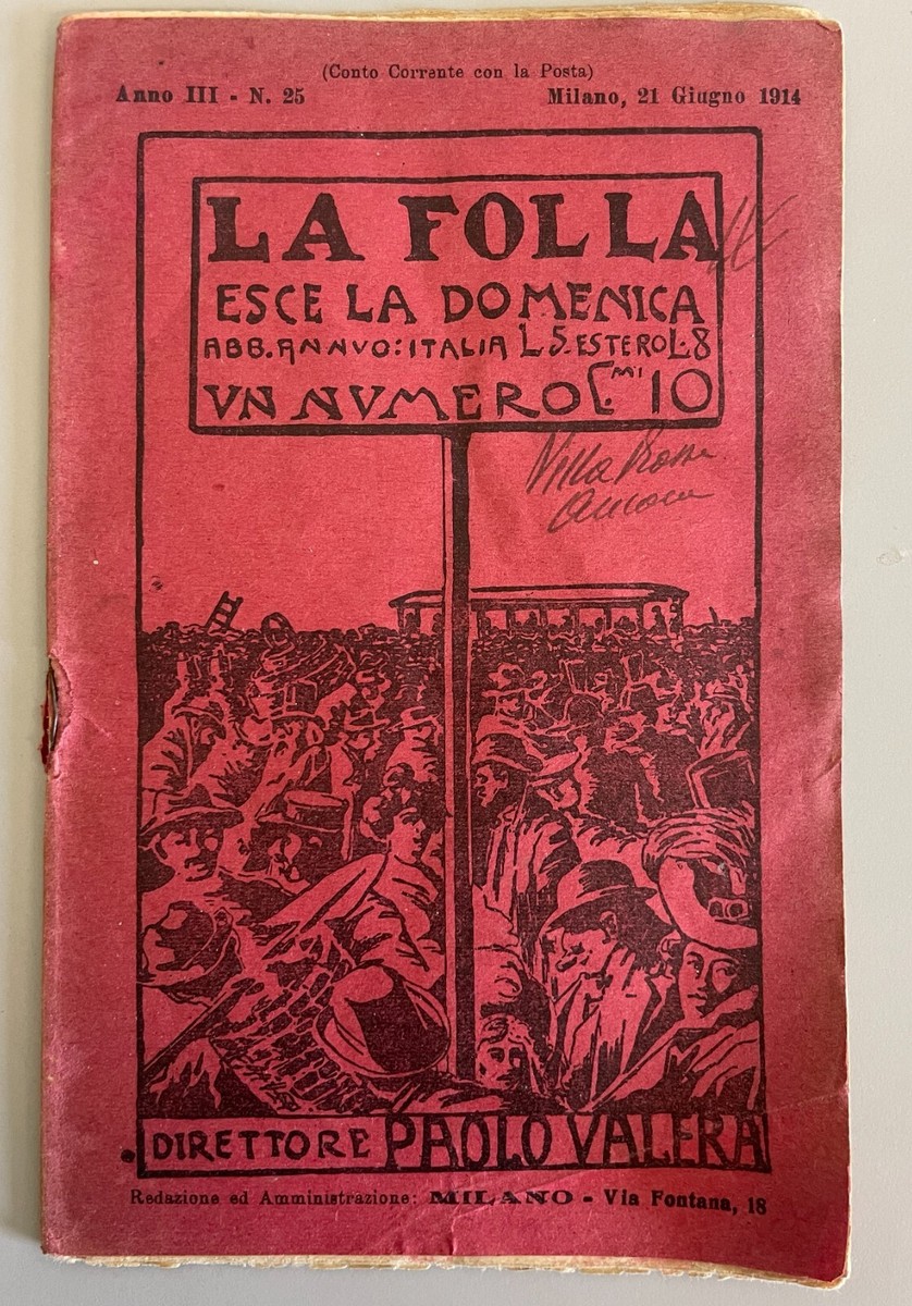 Rara rivista La folla Anno III 25 Paolo Valera 1914