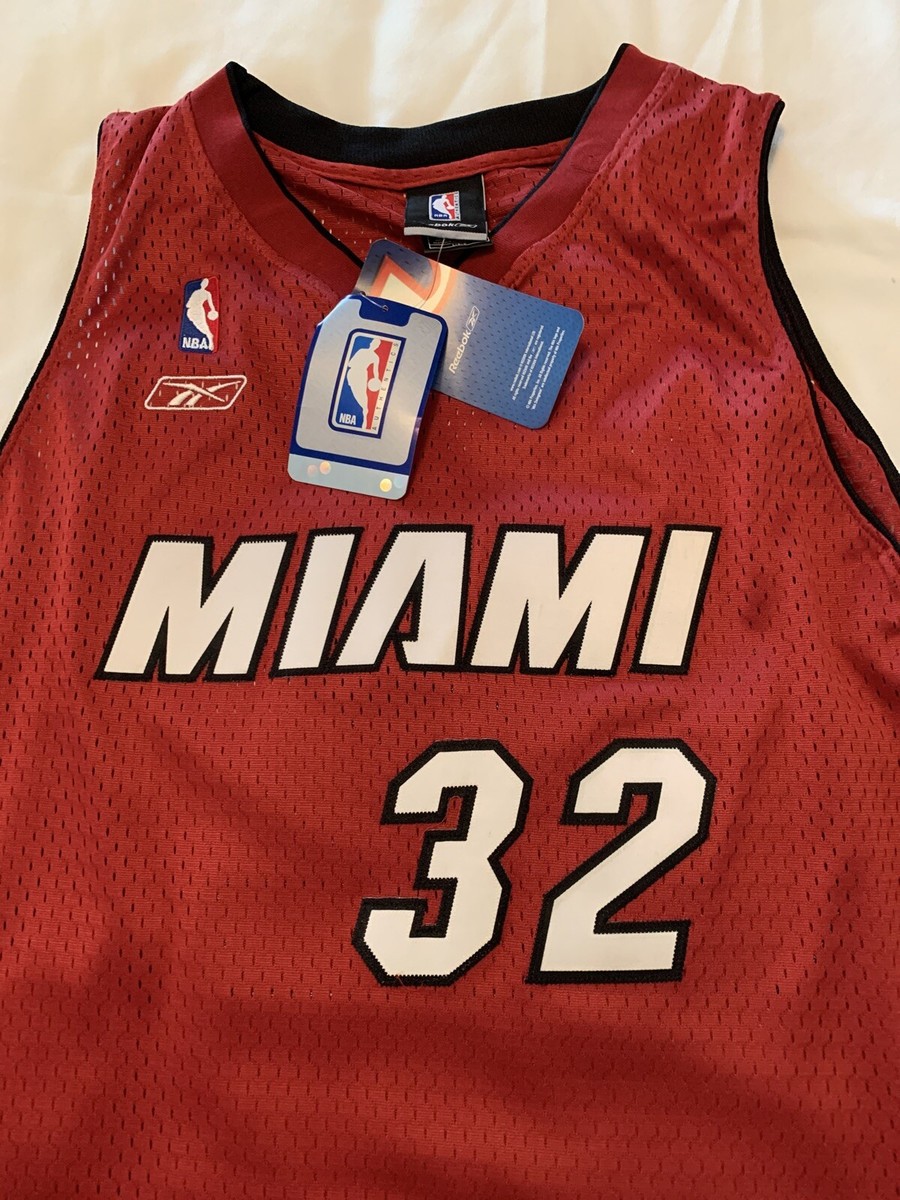 New Shaquille O'Neal Miami Heat Mens Size L Reebok Red Swingman