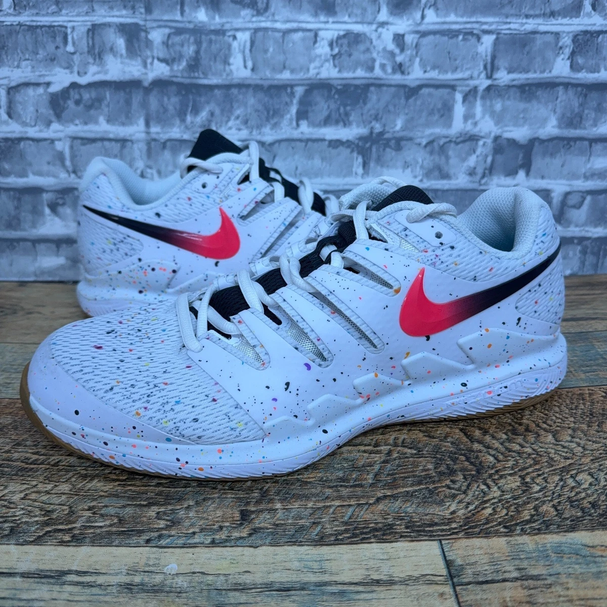 Men's air zoom vapor x tennis shoes white and laser top crimson