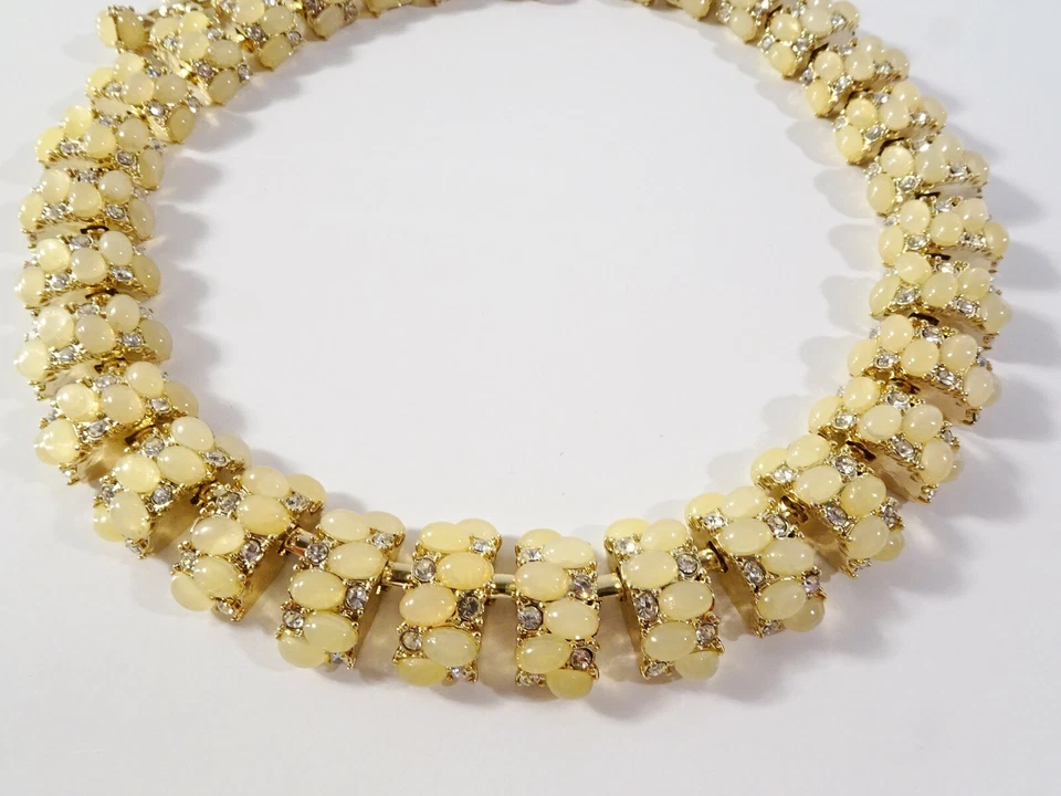 Collar de eslabones de burbuja redondos de cristal ovalado ópalo amarillo J.Crew para mujer nuevo sin etiquetas 150 Foto 3 de 4