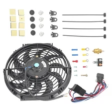 12" Inch Fan & Thermostat Relay Electric Radiator Cooling 12V 80W Mount Kit