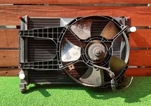 A/C Condenser & Radiator Fan Motor Genuine Sambar STD Special V-KS4 Used Japan - Picture 2 of 5