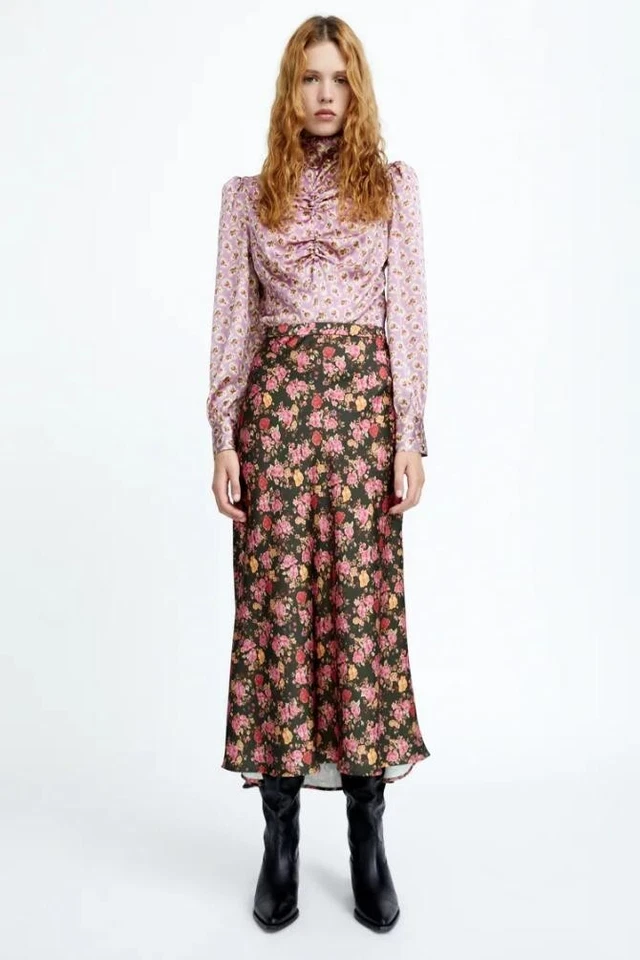 ZARA MUJER FALDA SATINADA MAXI FLORAL 0517/235 XS BLOGGER ¡FAV! Foto 2 de 4