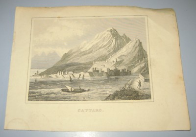 Cattaro Kotor Montenegro Boka old engrave