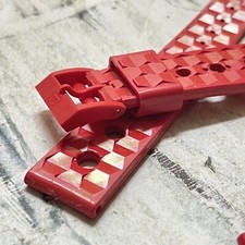4 SOLD Red rubber 20mm divers vintage watch band 1960s NOS matching red buckle