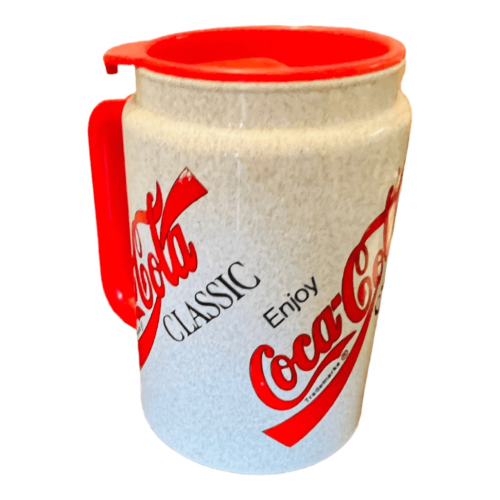 Plastic Enjoy Coca Cola Classic Coke 5.5" Gray Red Travel Mug in good condition - Picture 1 of 10