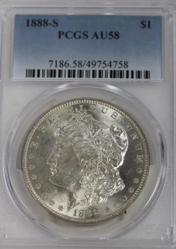 1888-S Morgan Dollar : PCGS AU58  Blazing White