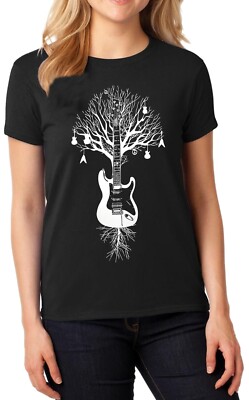 Tree Of Guitar Frauen T-Shirt Rock Metal Band Musik Weihnachtsgeschenk Damen Top