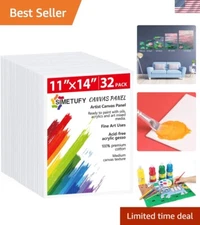 11 x 14 Inch Canvas Boards for Painting 32 Pack, Pre-Primed Blank Canvases fo...
