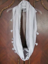Ann Taylor Tasseled Infinity Scarf-Gray with Metallic Silver-One Size-NWT $49