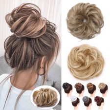 Natural Curly Messy Bun Hair Piece Scrunchie Updo Hair Extension as Human Remy H