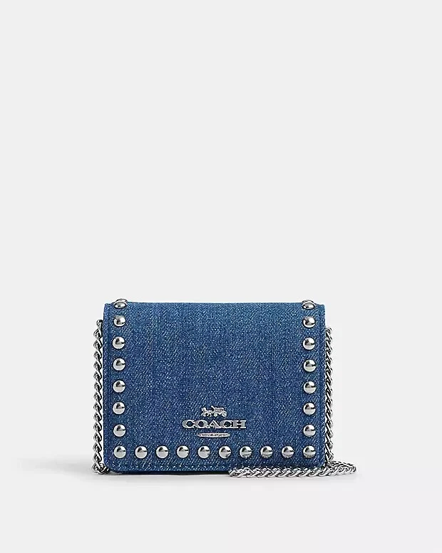 COACH DENIM Mini Wallet On A Chain With Rivets CN356 eBay