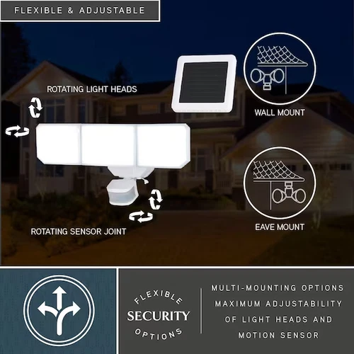 Solar Outdoor Security 2500 Lumen White Motion Sensing Dusk to Dawn - Picture 10 of 15