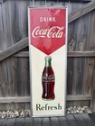 1950s Original Coca-Cola Tin Sign 54” x 18” Vintage Soda General / Country Store