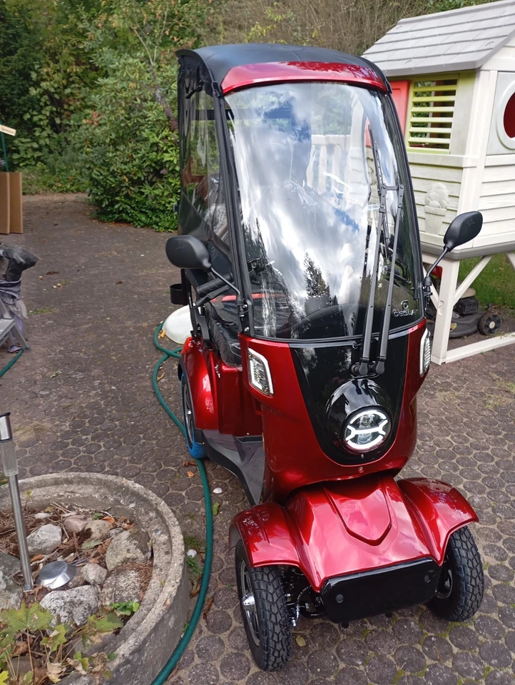 Deisla DS4-25 Vierrad mit Dach und Wetterschutz, Lithium-Akku, Rot, 25 / km/h 15 - Bild 3 von 4