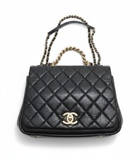 Chanel Paris-Bombay Black Aged Quilted Calfskin Flap Bag